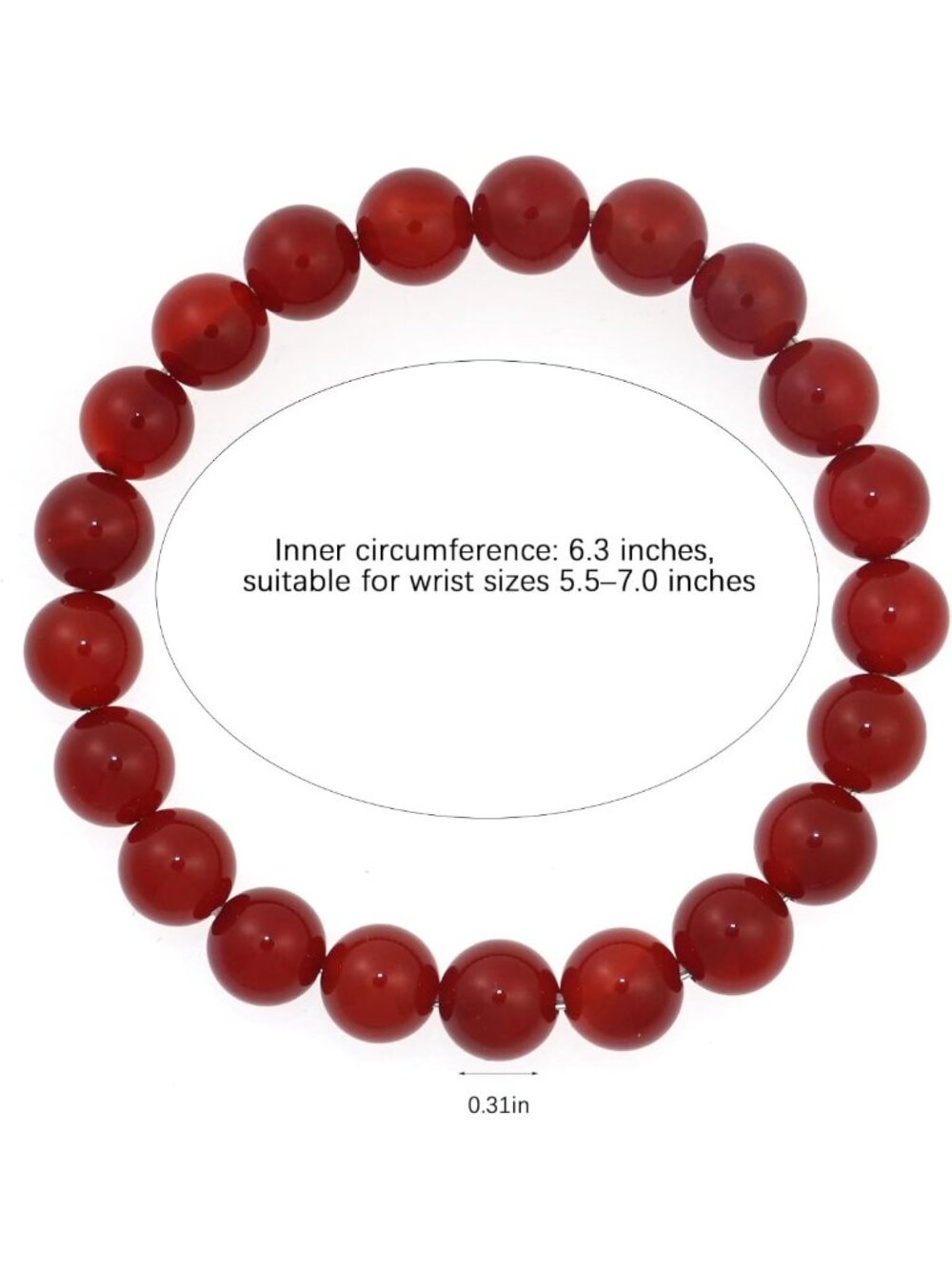 Natural Red Agate Beaded Bracelet for Women - Healing Gemstone Stretch Jewelry - Picture 3 of 7